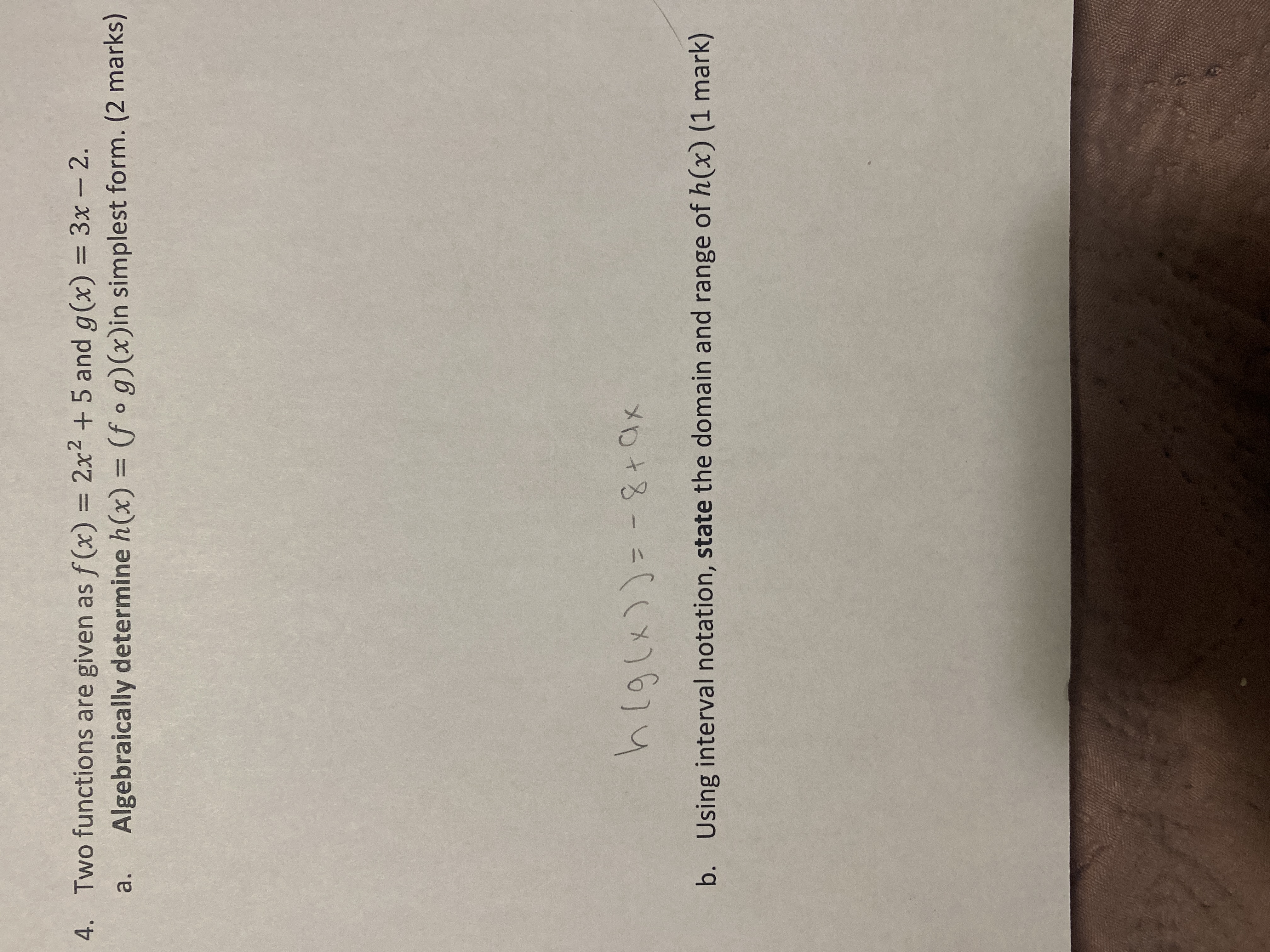  4. Two functions are given as f (x) = 2x2 +