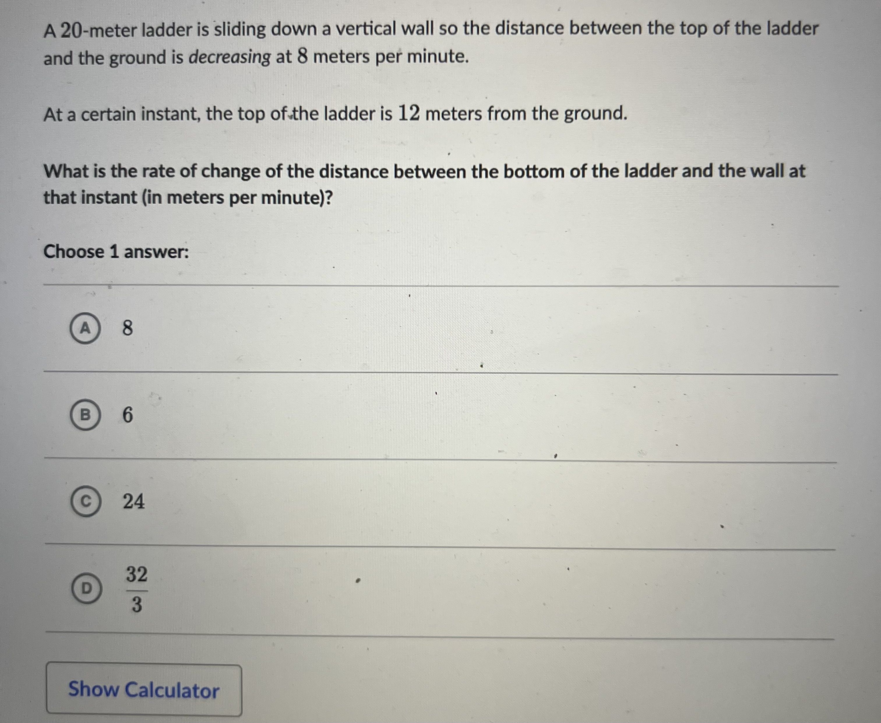 distance between the top of the ladder and the ground is decreasing