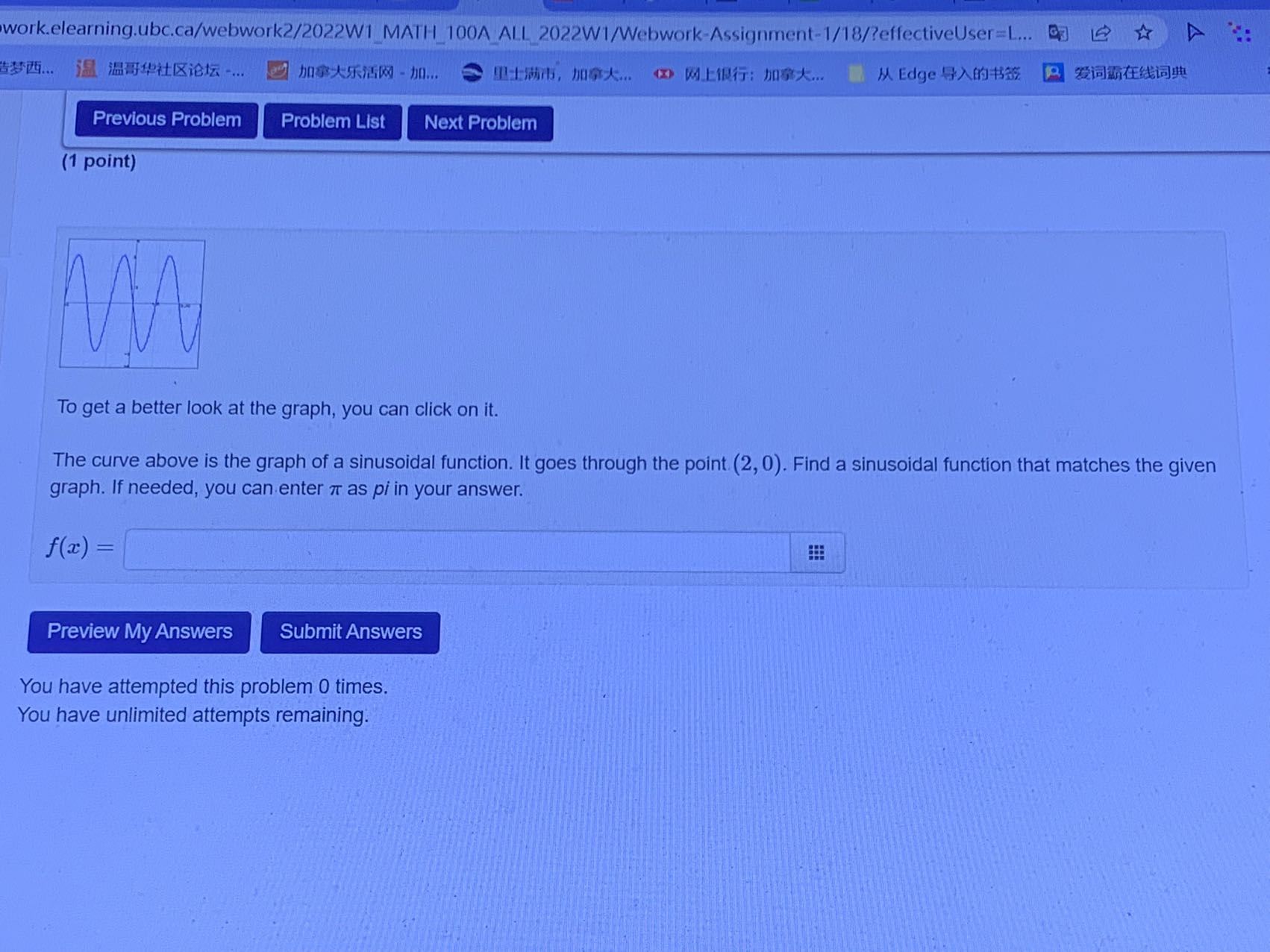 on it. The curve above is the graph of a sinusoidal function.