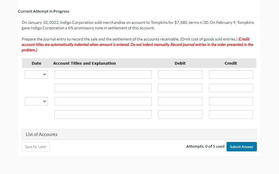 on account to Tompkins for $7,580, terms n/30. On February 9, Tompkins