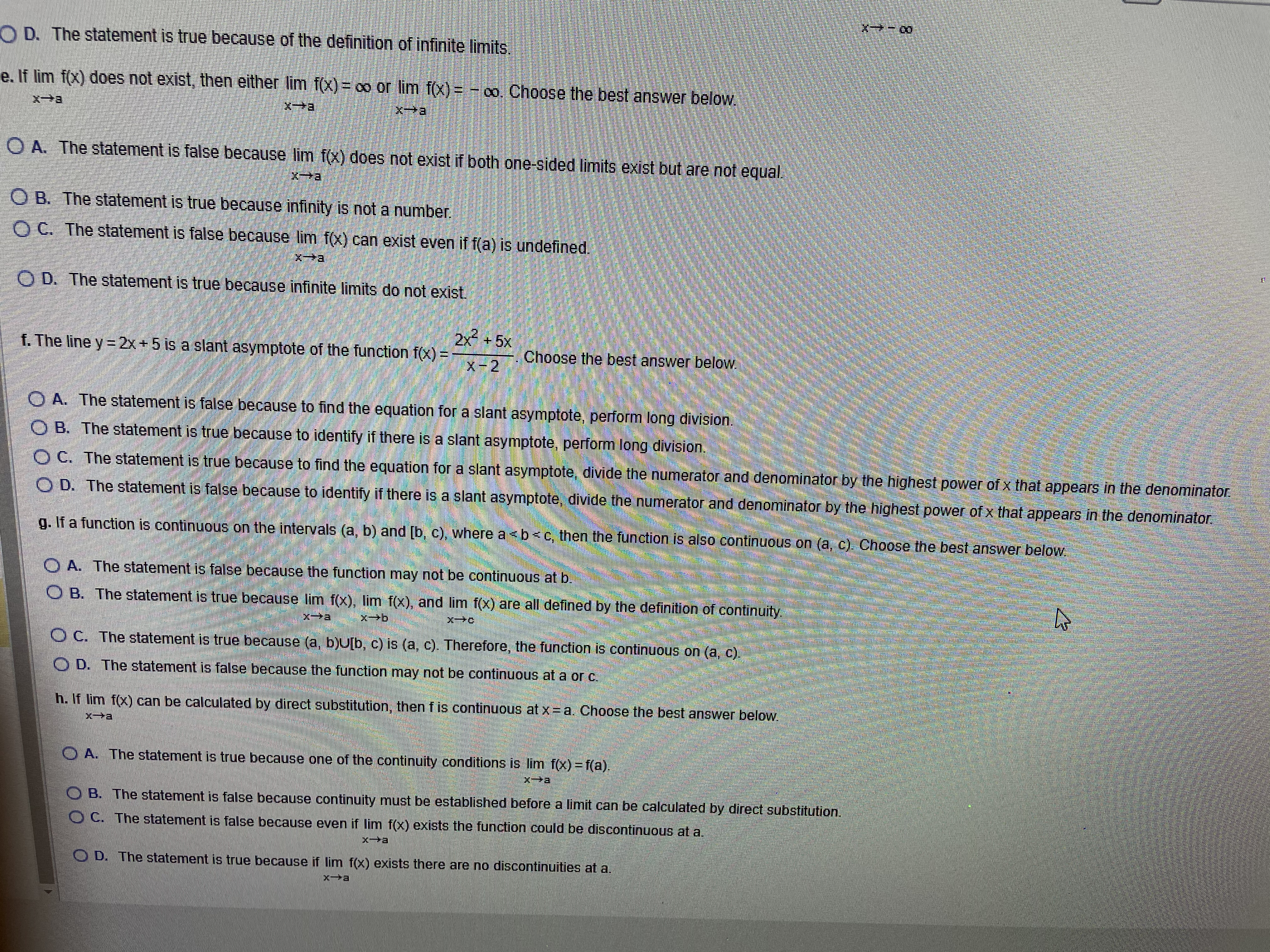 does not exist, then either lim f(X) = co or lim f(x)