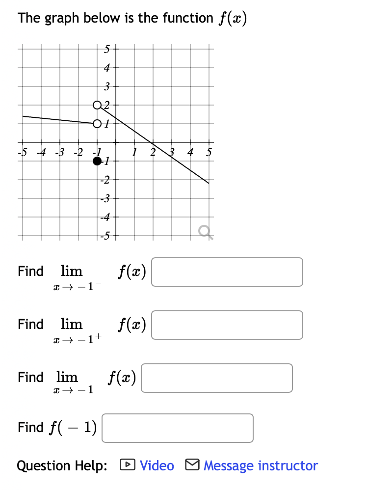 f(c) Find lim f(c) Find f( 1) Question Help: CQ Video E