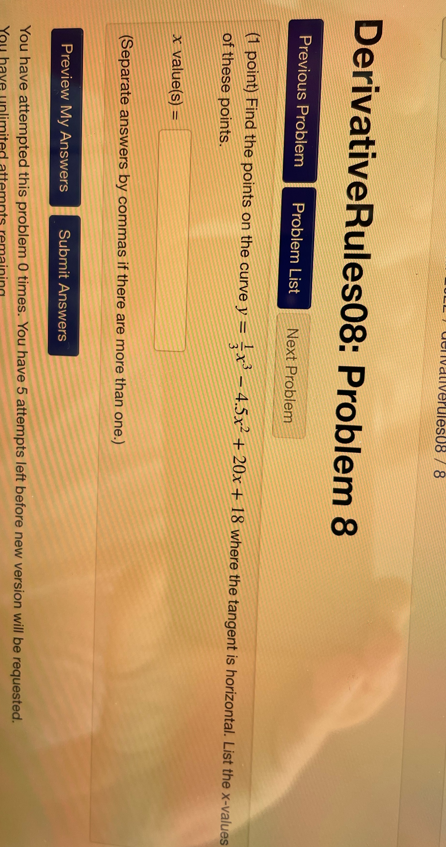  verules08 / 8 DerivativeRules08: Problem 8 Previous Problem Problem List Next
