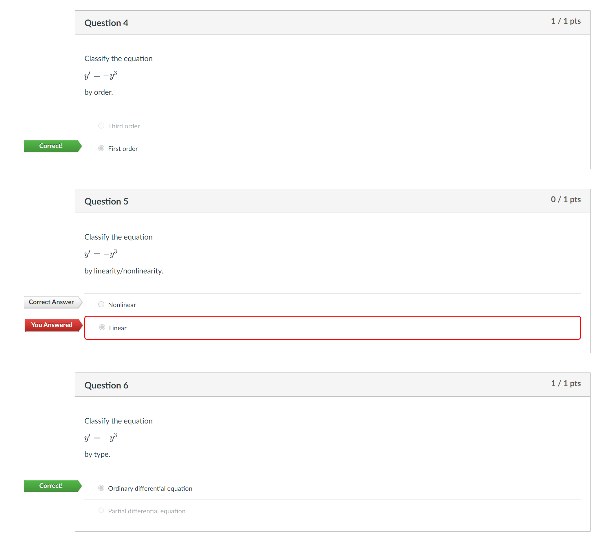 by linearityonlinearity. You Answered Nonlinear Correct Answer O Linear Question 3 1