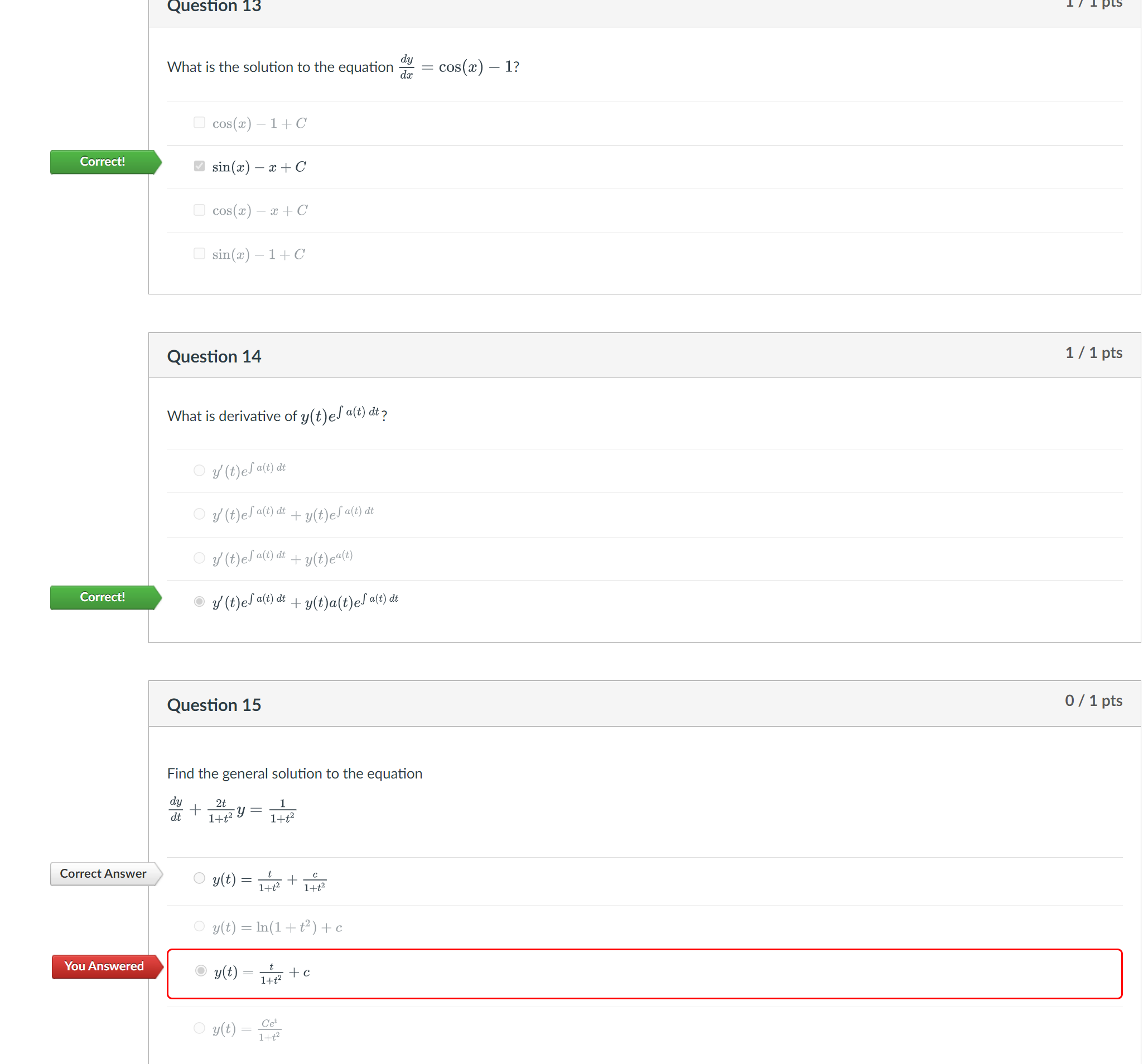  Question 13 What is the solution to the equation da dy