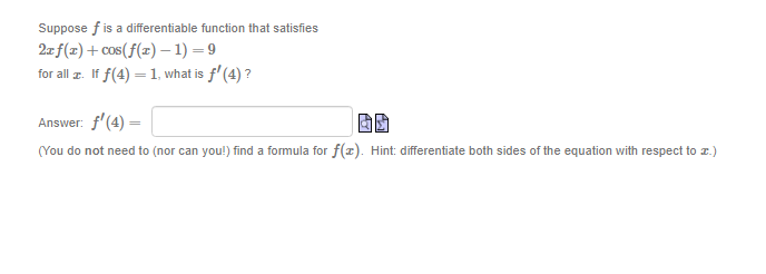 Suppose f is a differentiable function that satisfies 2x f(x) +