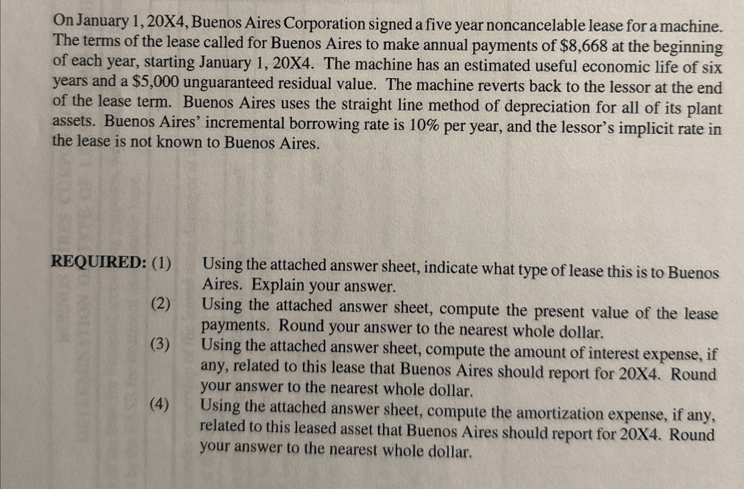 lease for a machine. The terms of the lease called for Buenos