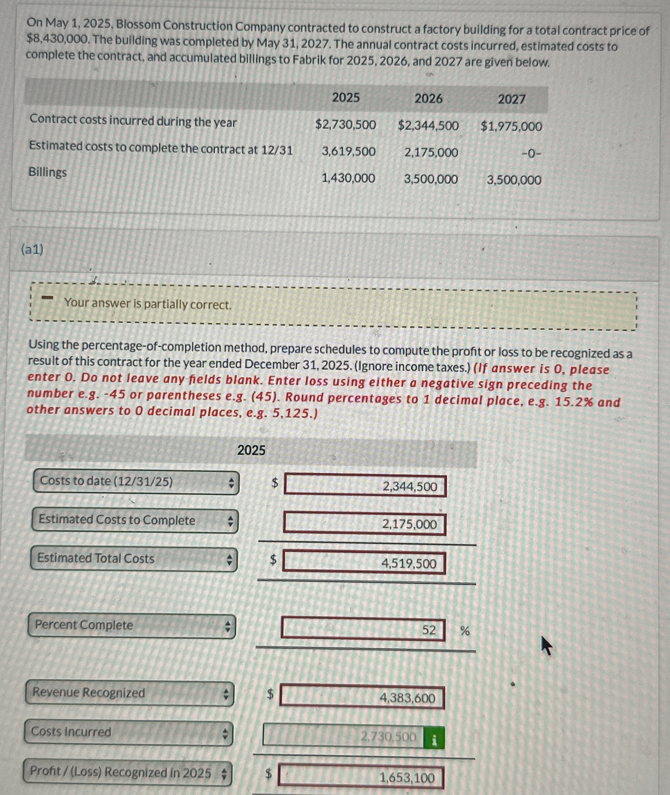 building for a total contract price of $8,430,000. The building was completed