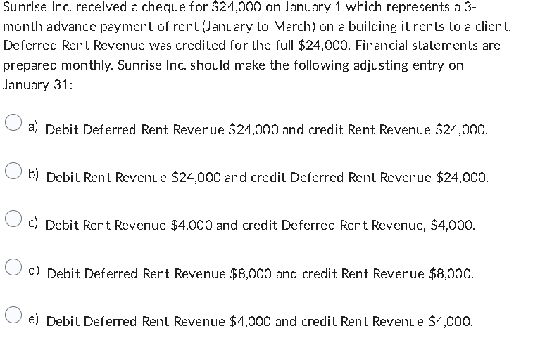 represents a 3- month advance payment of rent (January to March) on