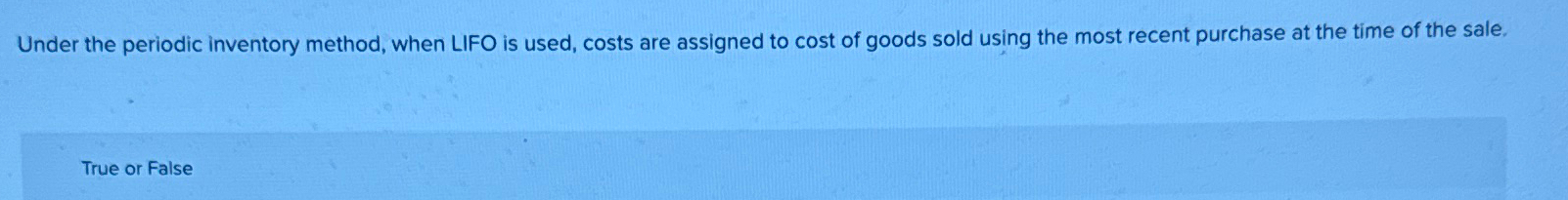 assigned to cost of goods sold using the most recent purchase at