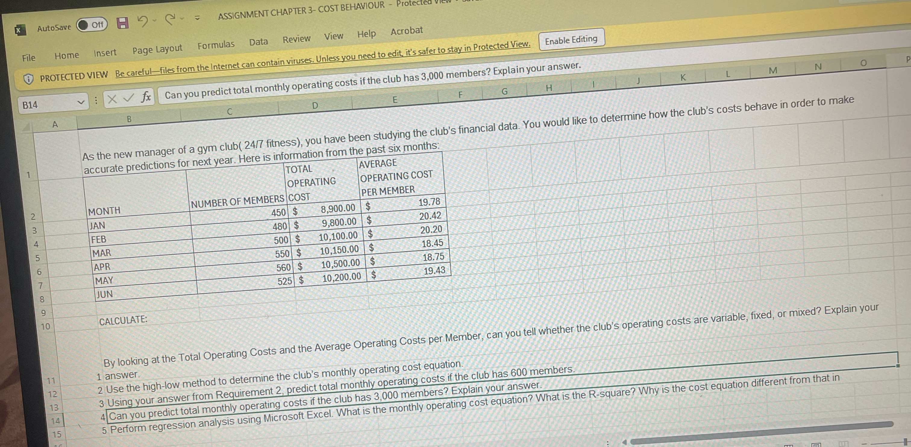 Insert Page Layout Formulas Data Review View Help Acrobat Enable Editing PROTECTED