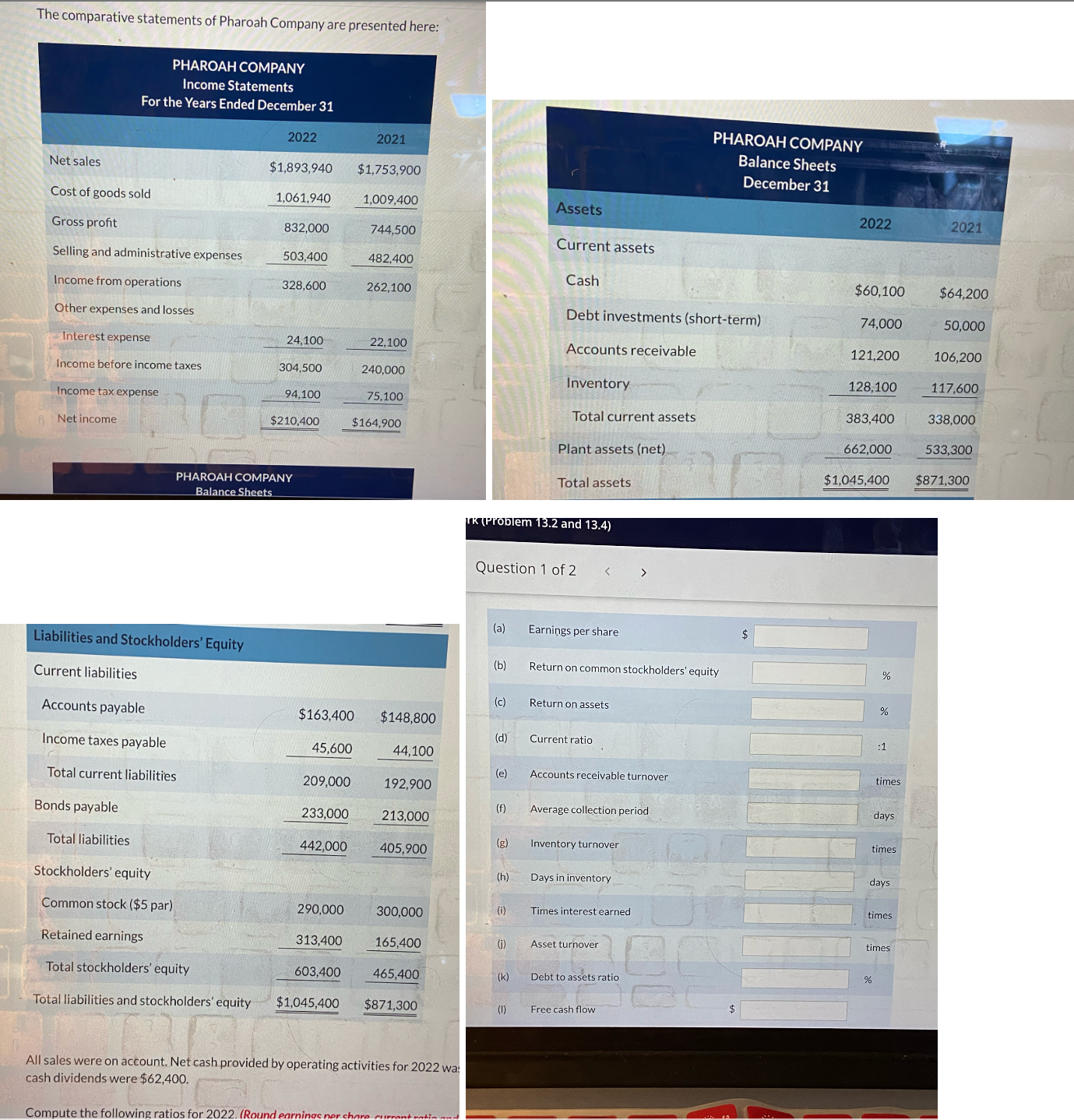 you for the help. All sales were on account. Net cash provided