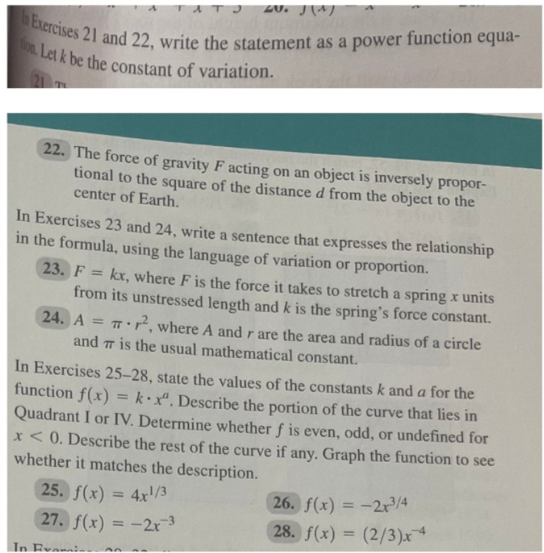 function equa- tion, Let k be the constant of variation. 22. The