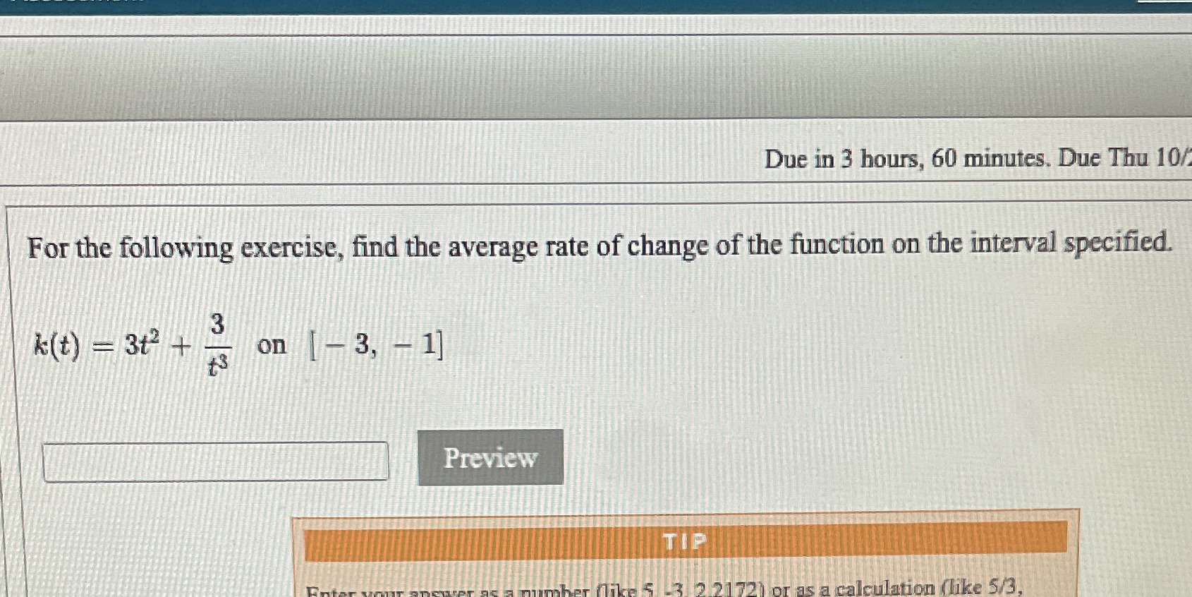 exercise, find the average rate of change of the function on the