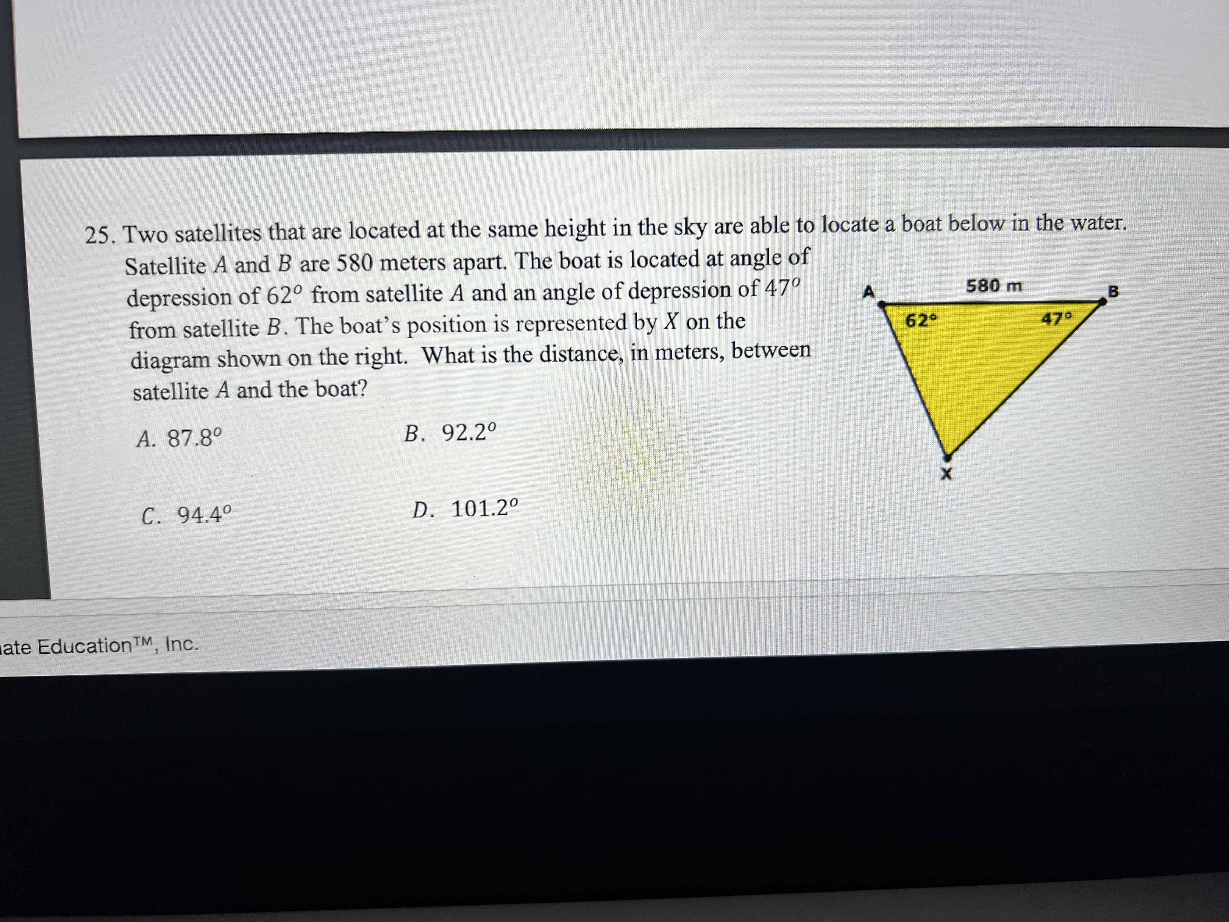 the sky are able to locate a boat below in the water.