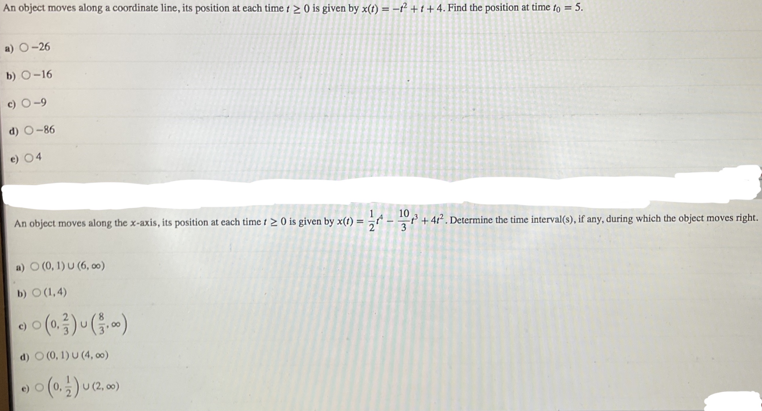time t 2 0 is given by x(t) = -12 + t
