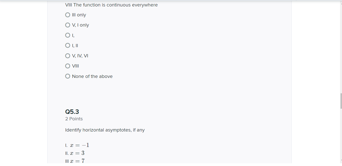 -1 1. x = 3 Ill x = 7 IV x =4