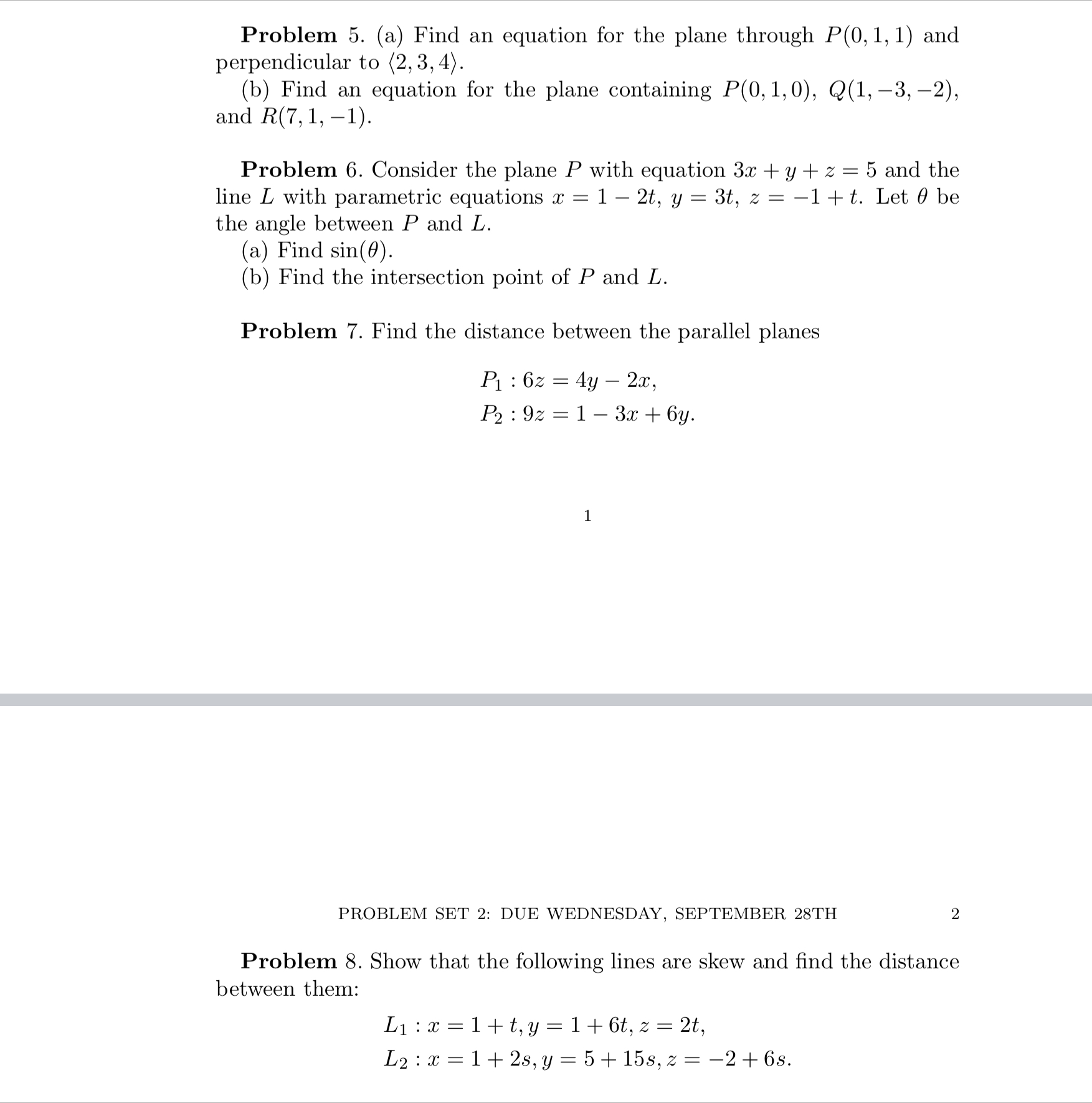 1) and perpendicular to (2, 3, 4). (b) Find an equation for