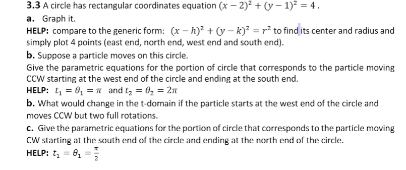 3.3 A circle has rectangular coordinates equation (Jr 2)2 + {y