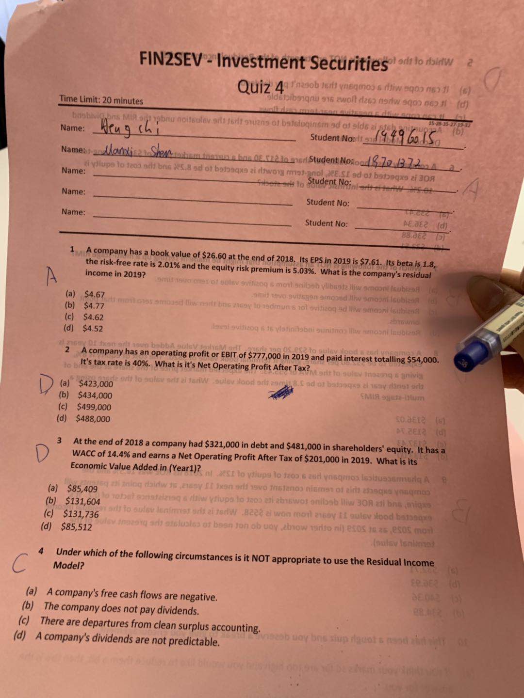 i want the calculation process for question 2 8 and 9