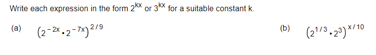  Write each expression in the form 2X or 3KX for a