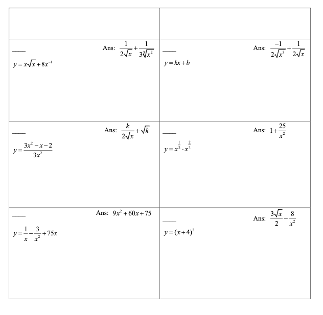 some algebraic manipulation either before or after you take the derivative #1
