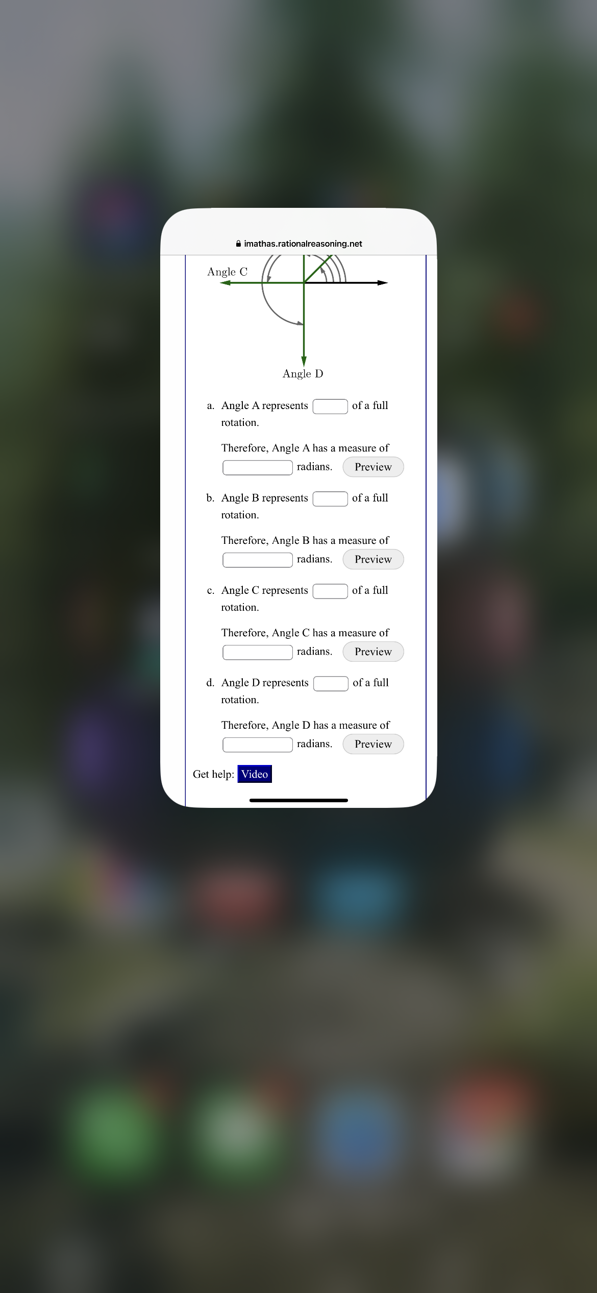 Preview b. Angle B represents of a full rotation. Therefore, Angle B