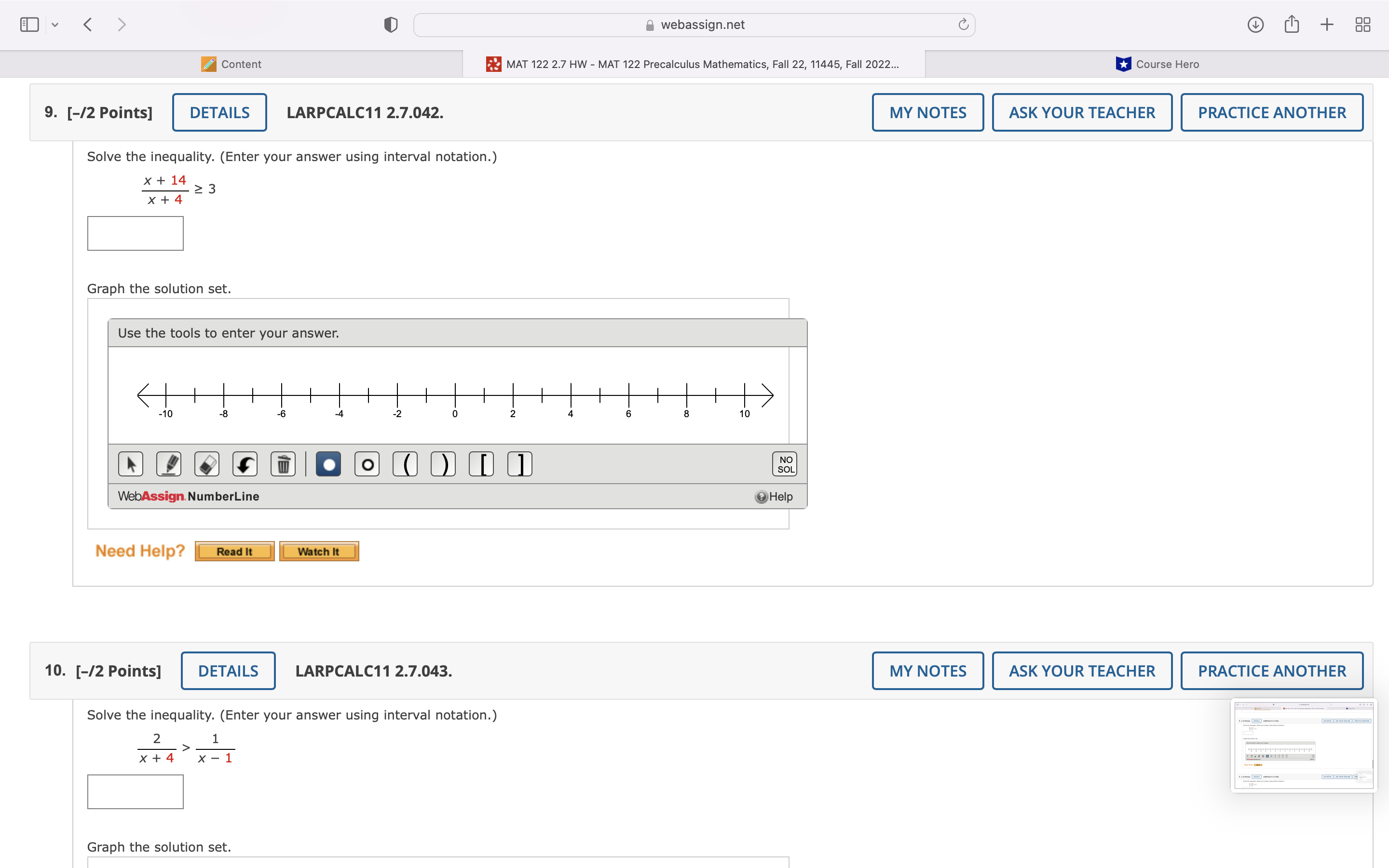 WebAssigllNumberLlne OHelp Need Help? @ 5. [-12 Points] LARPCALC11 2.7.030. Solve the