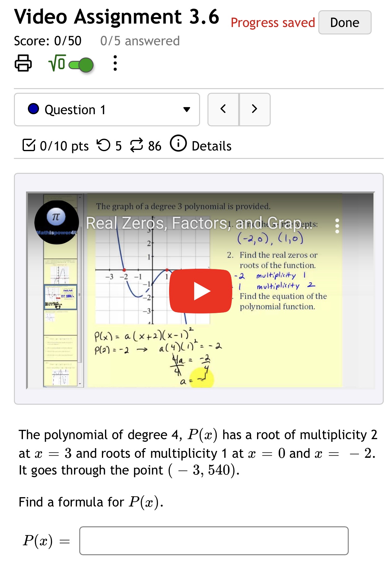 D . . . Question 1 0/10 pts 9 5 86 0