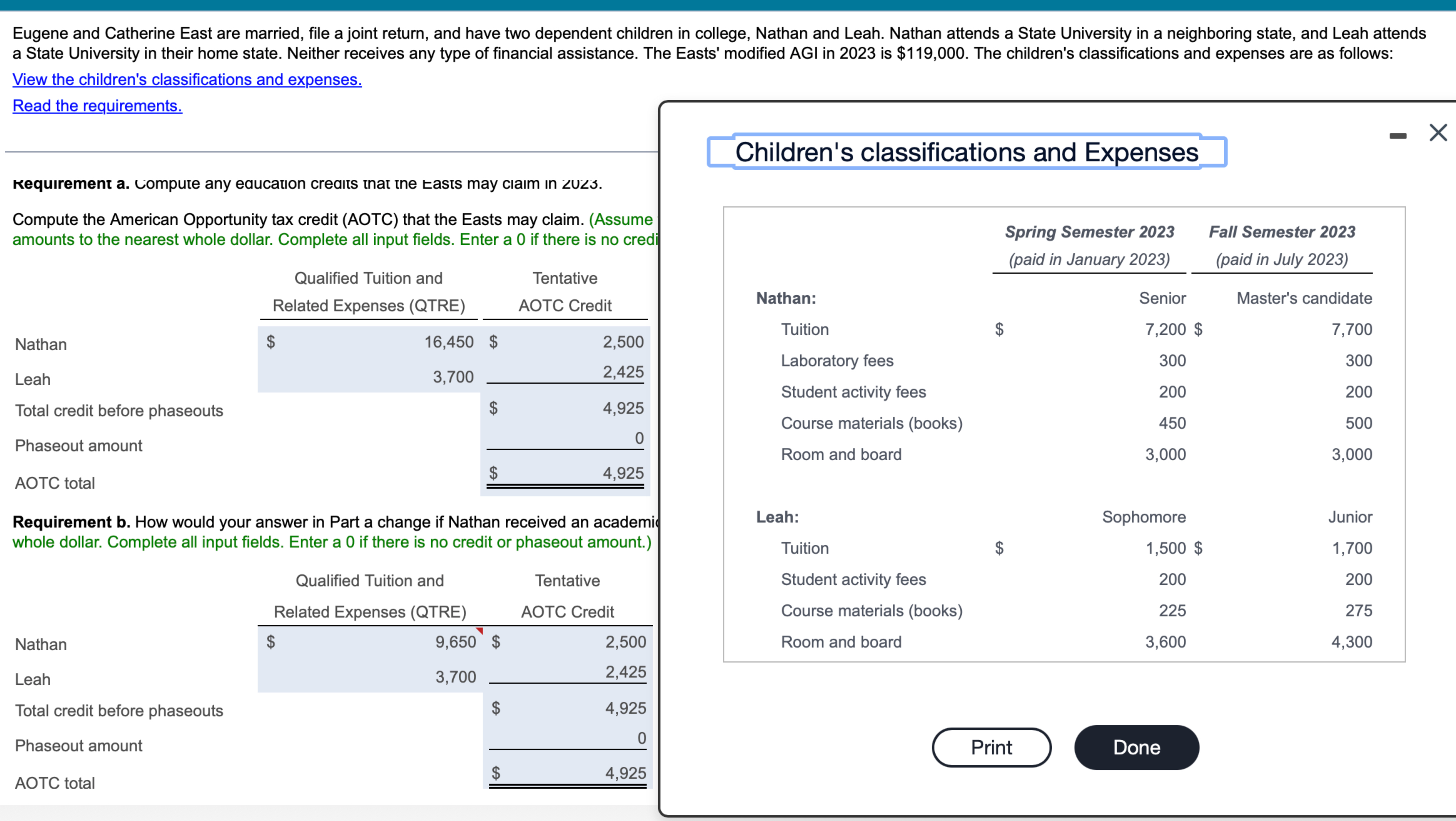 a change if Eugene and Catherine's modified AGI for 2023 was $176,000?(Round