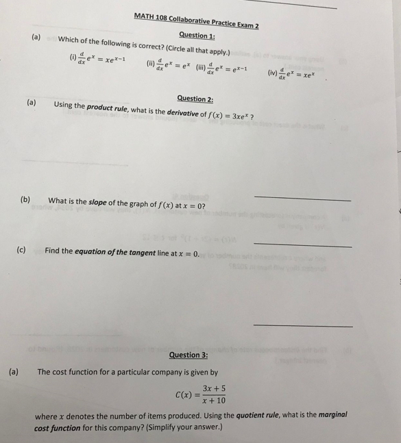 following is correct? (Circle all that apply.) (0) -Tex = xef-1 (ii)