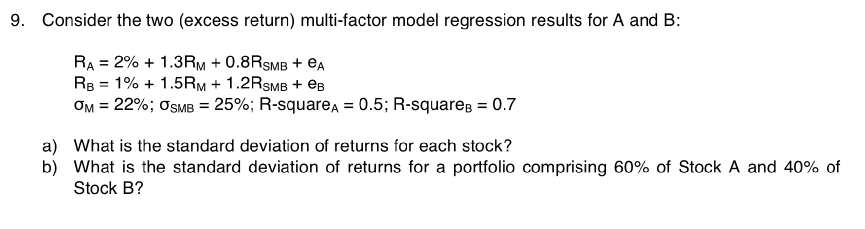 below information? And what is the standard deviation of returns for a