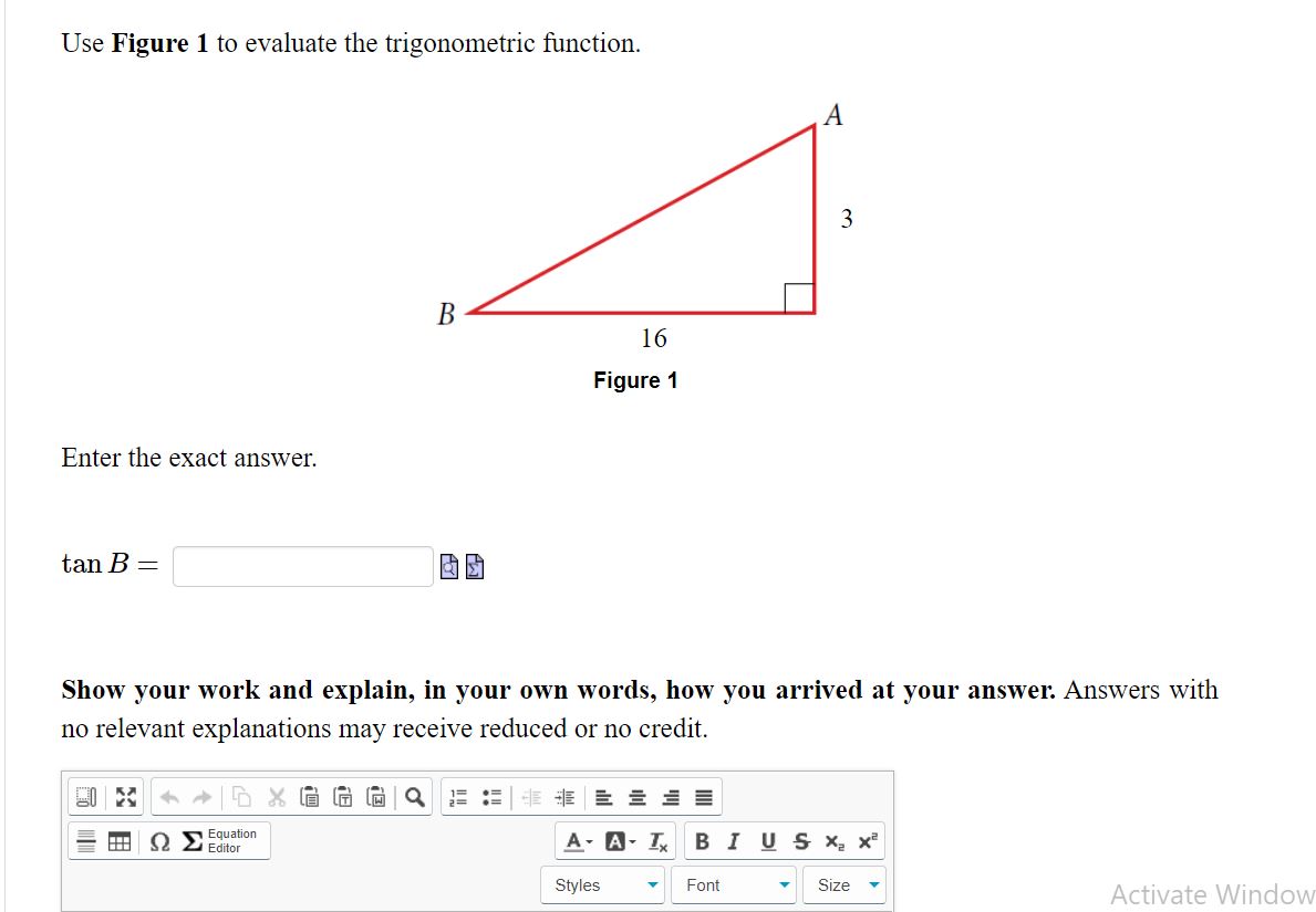  Use Figure 1 to evaluate the trigonometric function. L 16 Figure