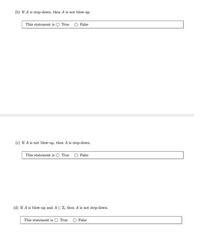  (b) If A is step-down, then A is not blow-up. This