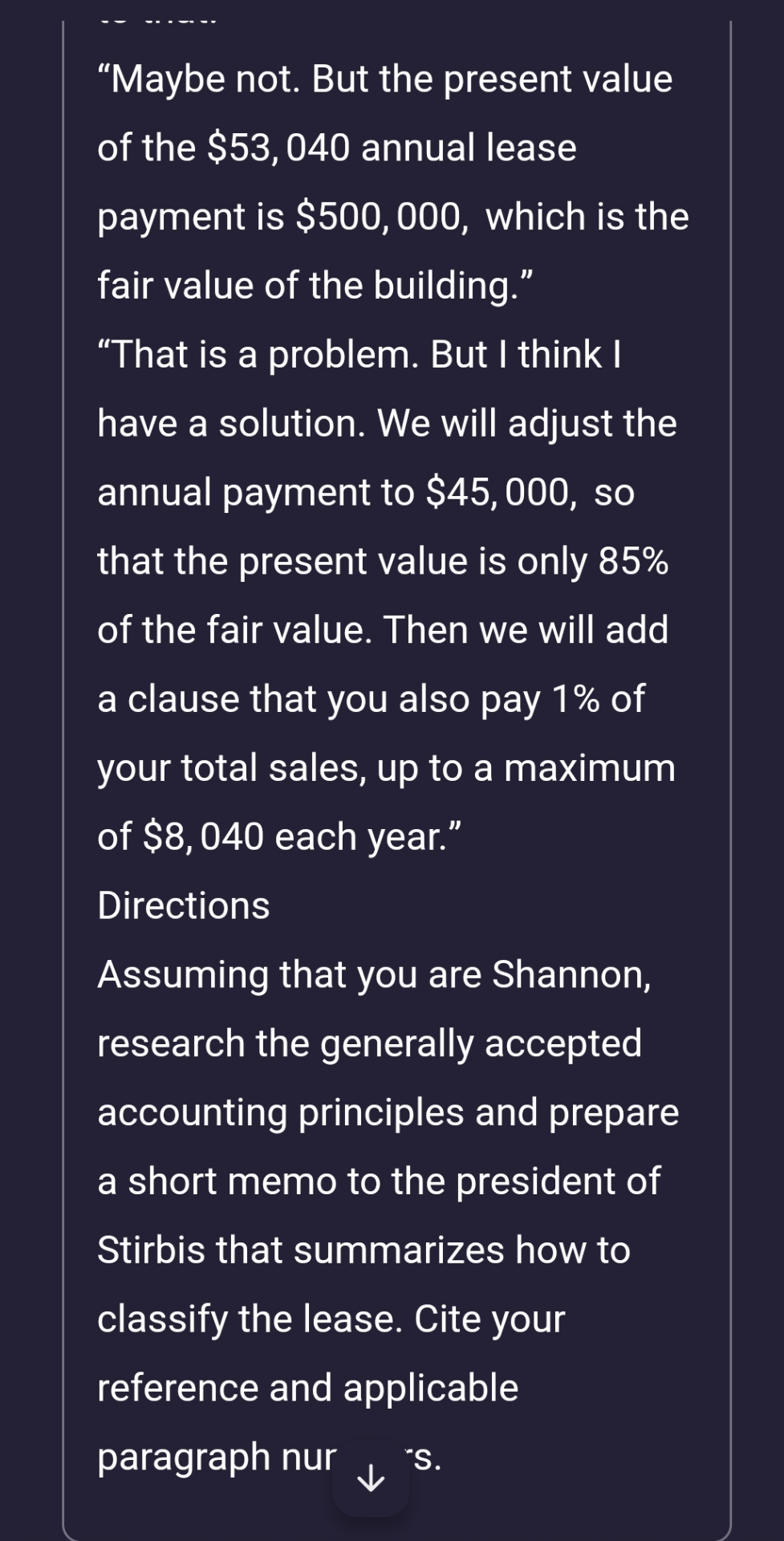 a new building that would be used as a warehouse. Stirbis's accountant,
