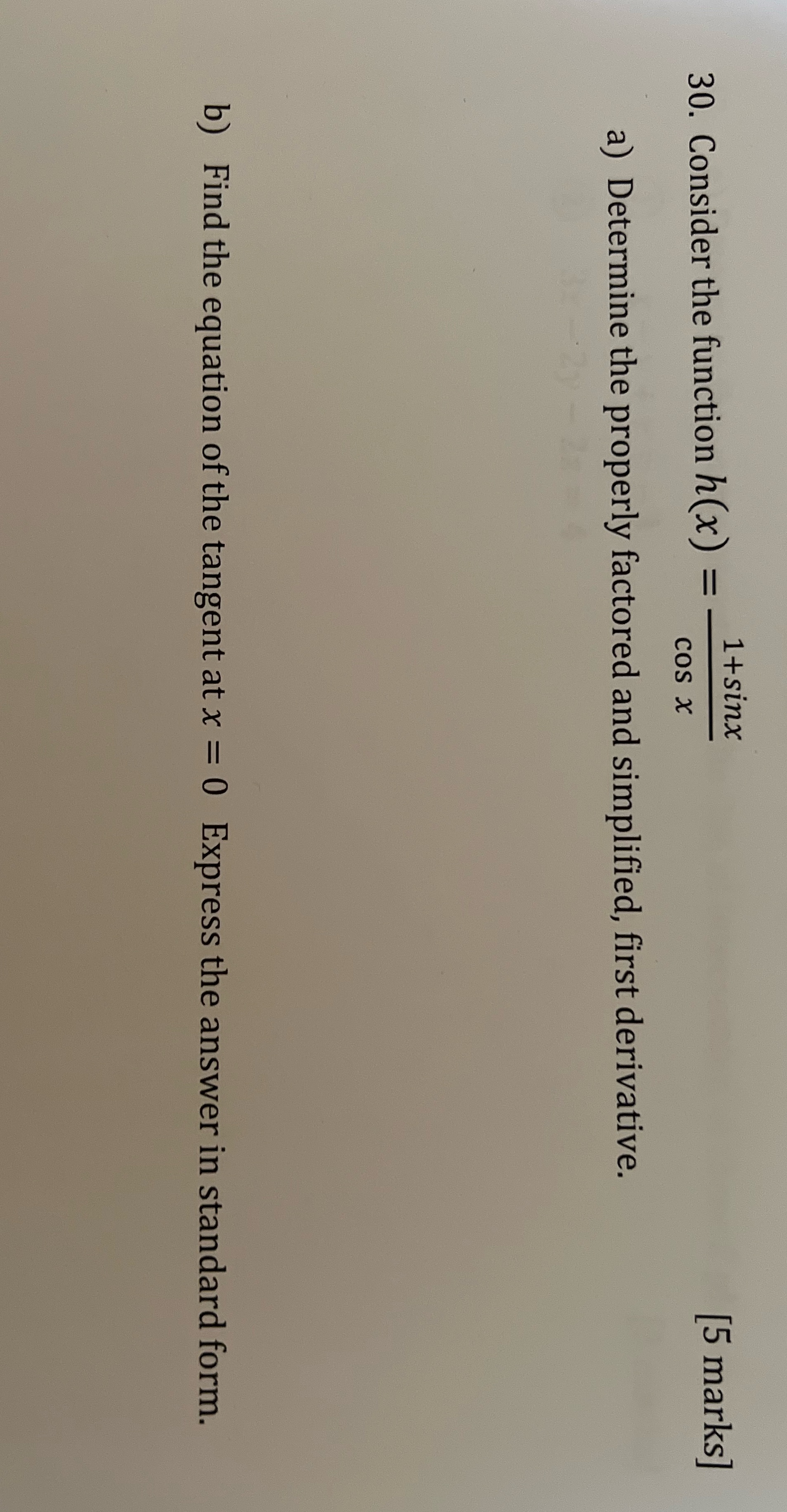 How to solve for part a) and b) 1+sinx 30. Consider