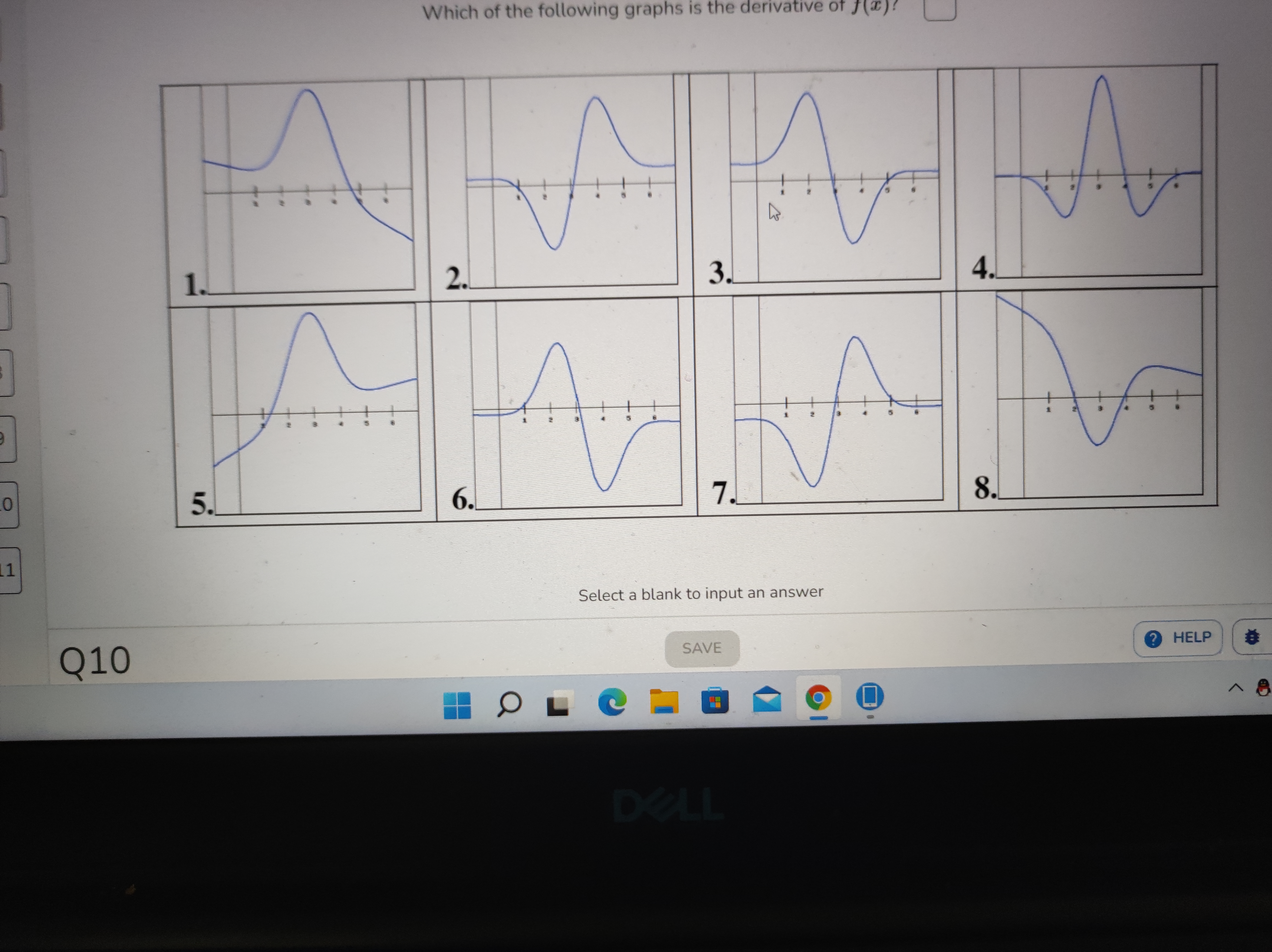 sketch the derivative yourself. Which of the following graphs is the derivative