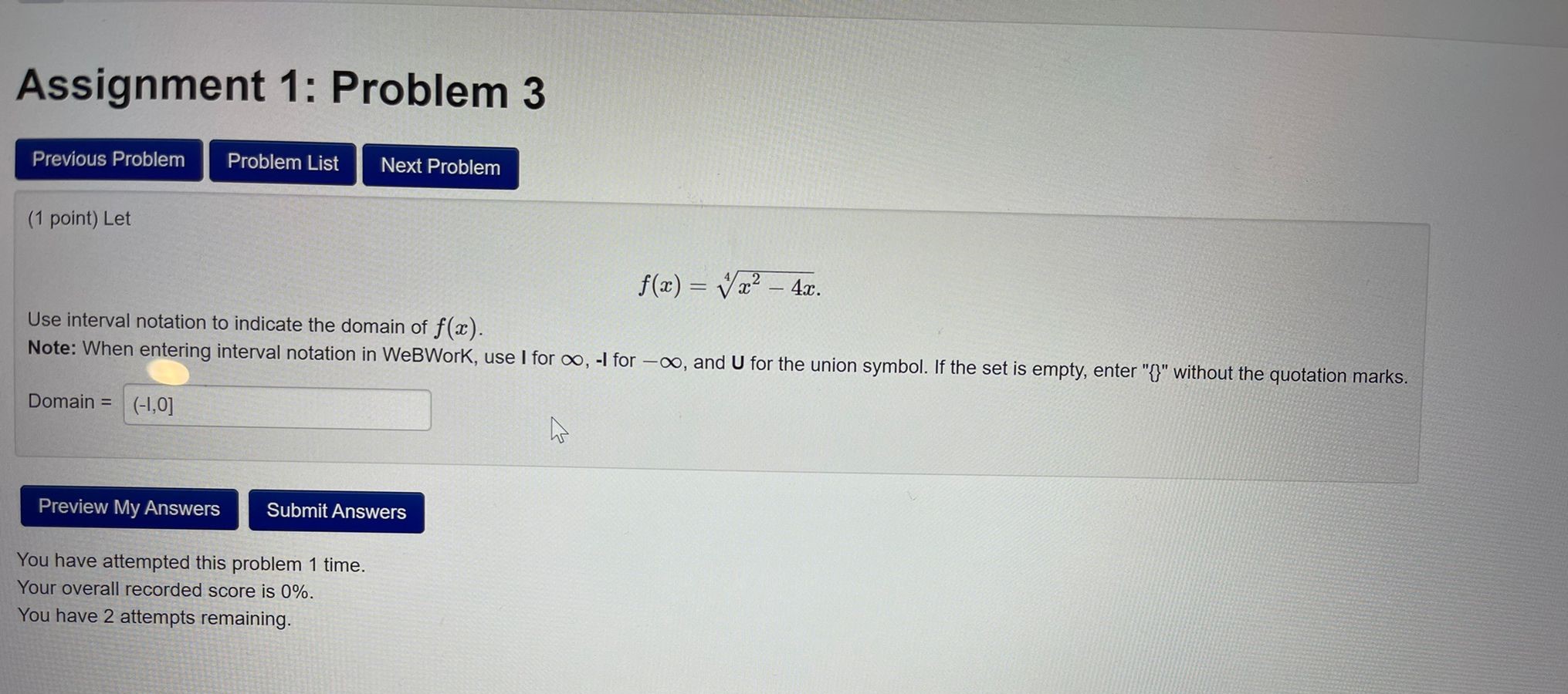  Assignment 1: Problem 3 Previous Problem Problem List Next Problem (1