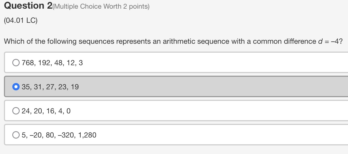 Which of the following sequences represents an arithmetic sequence with a common