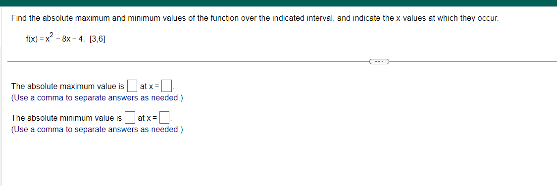 the indicated interval, and indicate the x-values at which they occur. x)