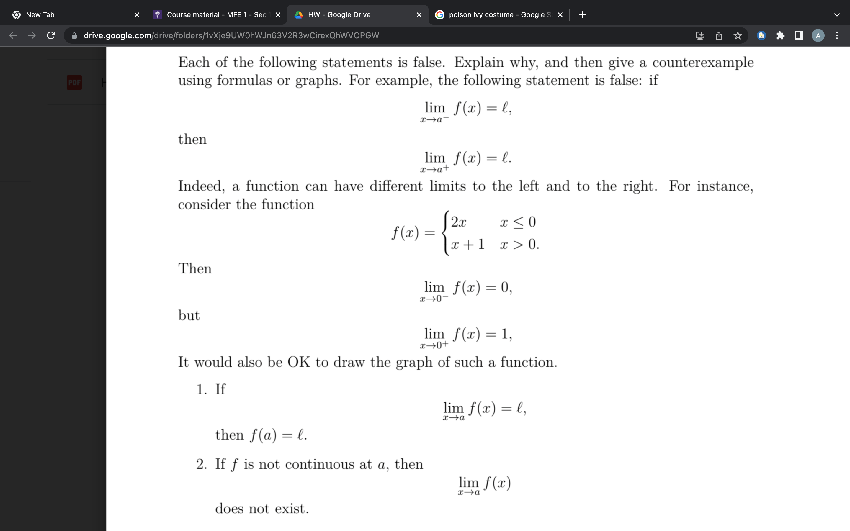 X C drive.google.com/drive/folders/1vXje9UWOhWJn63V2R3wCirexQhWVOPGW A Each of the following statements is false. Explain