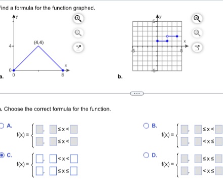 Find a formula for the function graphed. Ay Ay a (4.4)