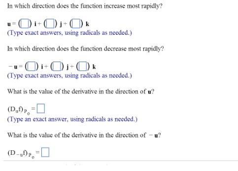 y,z) = xy + yz + zx, Po(2, -2, -3), A=2i+ 3j-6k