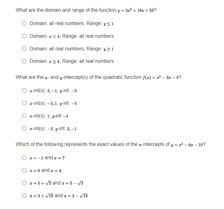 a(x - p)? + q? O y=4(x + 3)2 - 47 O
