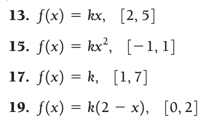 = k, [1, 7] 19. f (x) = k (2 - X