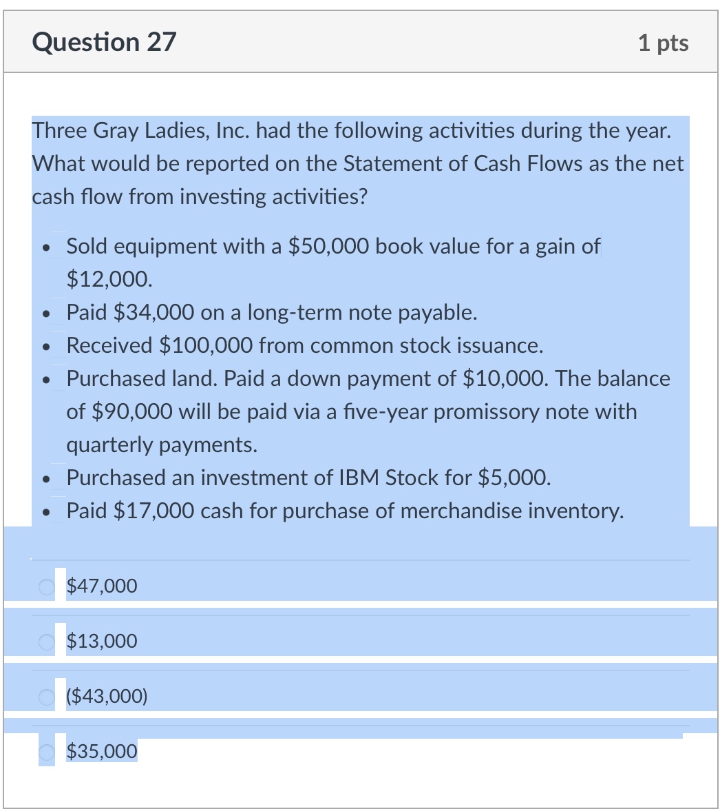 during the year. What would be reported on the Statement of Cash