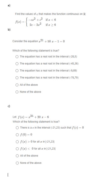 R f(=) = J-cr2+2 ifs 6 b) Consider the equation =21 +50