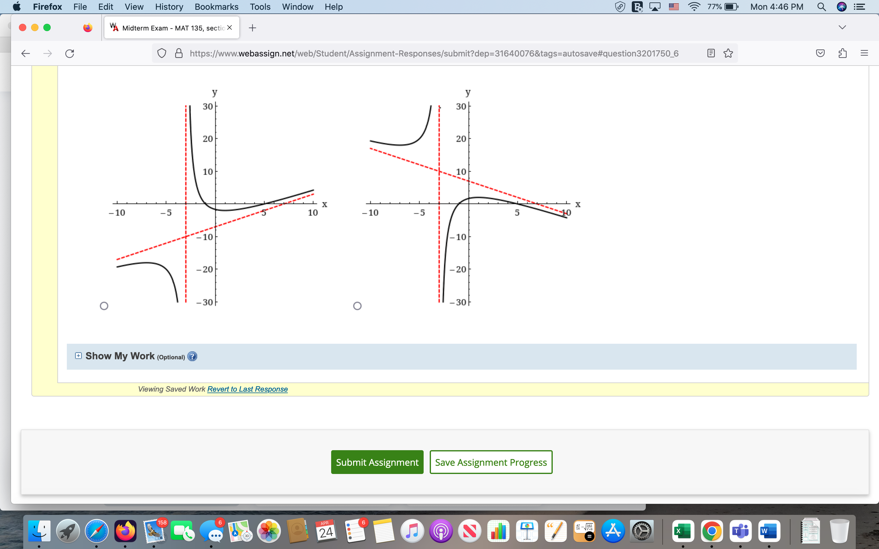 NOTES ASK YOUR TEACHER Determine the vertical and slant asymptotes. (Enter your