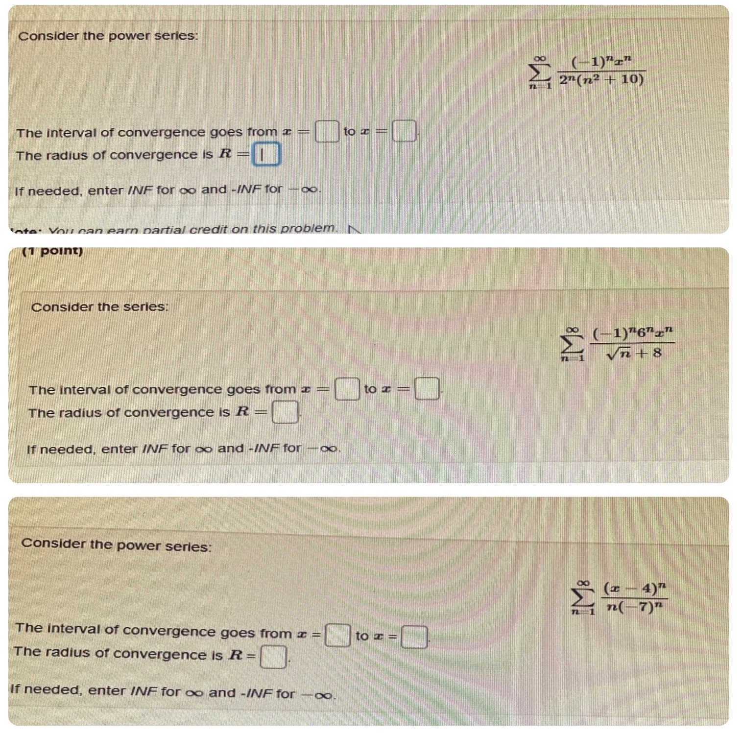  Please need an answer Consider the power series (-1) 27 2"