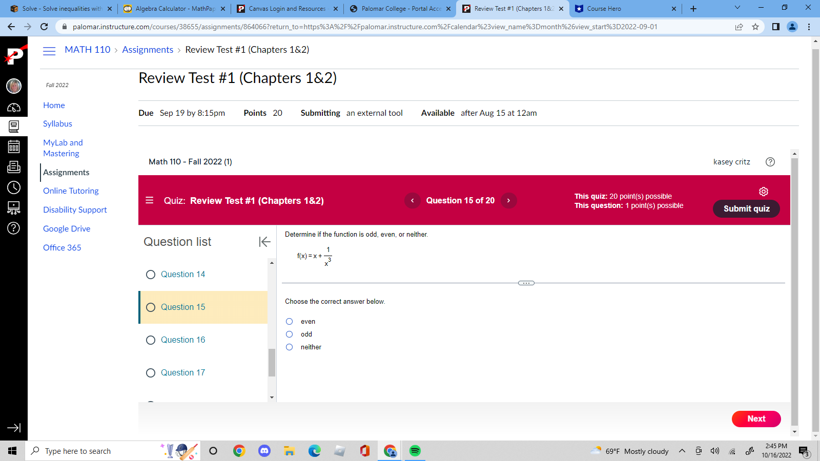 P Canvas Login and Resources X Palomar College - Portal Acce X
